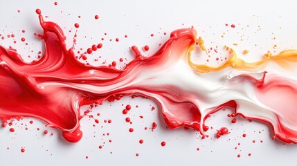 Poster - Swirling waves of red, white, and yellow paint create an entrancing flow across the canvas, embodying the perpetual motion of creative thought.