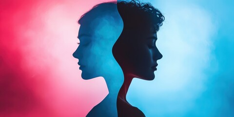 Poster - Representing the freedom of imagination. Silhouettes with colorful background lights