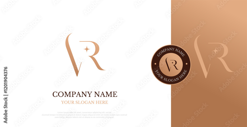 Initial VR Logo Design Vector Elegant Stock Vector | Adobe Stock