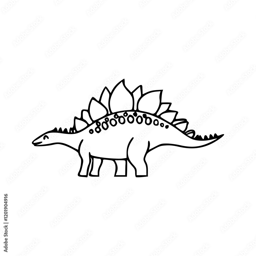 a line art drawing of a super cute dinosaur cartoon character for ...