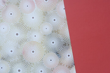 Wall Mural - scrapbooking paper with radial burst patterns and blank red paper