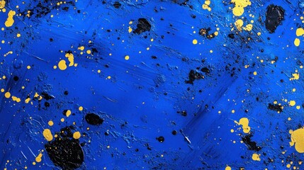 Wall Mural - Abstract Blue Black and Gold Splatter Paint Texture Background