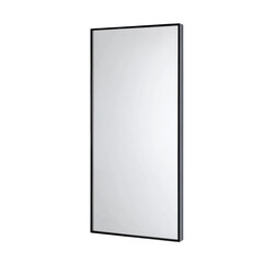 Aufkleber - A modern rectangular mirror with a thin black frame is mounted on a white wall.