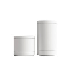 Poster - The image shows two simple white cylindrical containers on a white background suitable for product display or mockup purposes.