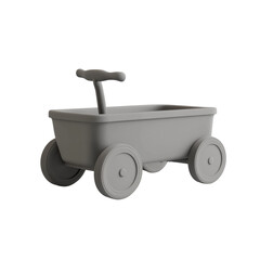 Aufkleber - A simple gray toy wagon model is shown against a white background.  It features four wheels and a handle.