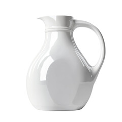 Poster - A sleek white ceramic pitcher with a simple design is showcased against a neutral backdrop.