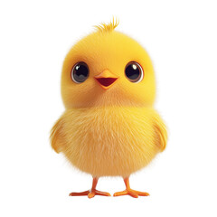 Aufkleber - A digitally rendered image showcases an endearing yellow chick with fluffy feathers and a cheerful expression.