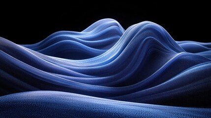 Canvas Print - abstract glittering landscape: undulating hills and valleys in dark blue