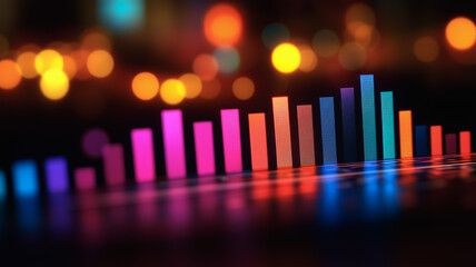 Poster - Vibrant Growth and Progress:  A colorful bar chart against a backdrop of glittering bokeh lights symbolizes growth, development, and forward momentum. It speaks of the journey to success.