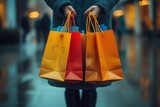 Bunte Einkaufstaschen nach einem erfolgreichen Shopping-Tag

