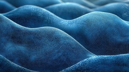 Abstract Blue Fabric Waves Grid Texture