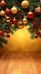 Wall Mural - Christmas Ornament Decoration on a Gold Background