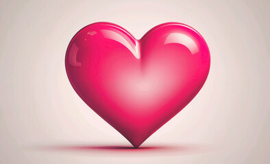 Poster - A heart made of glass is pink in color. It is the color of love and affection. The heart is placed on a white background, which makes it stand out and look more vibrant