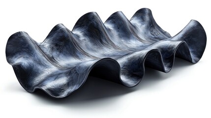 Fototapete - Abstract Wavy Sculpture in Dark Blue and Gray Hues
