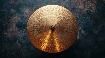 Poster - single cymbal on textured dark background with dramatic light