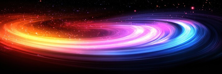 Aufkleber - Colorful galaxy featuring swirling nebula and glowing planets in a vast cosmic expanse. Generative AI