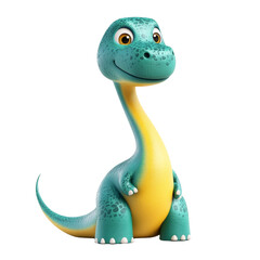 Aufkleber - A cheerful cartoon depiction of a friendly teal and yellow dinosaur, standing on a white background.