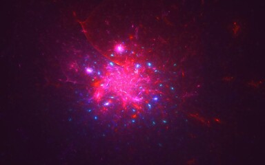 Fototapete - 3D rendering abstract fractal light background