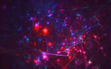 Poster - 3D rendering abstract fractal light background