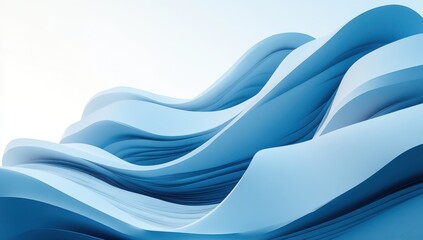 Poster - Elegant Curves of Soft Blue Waves on a Serene Background Highlighting Flowing Forms and Modern Abstract Design Aesthetics for Various Creative Projects