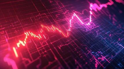 Aufkleber - Abstract red and blue background with digital data line for technology and design concepts