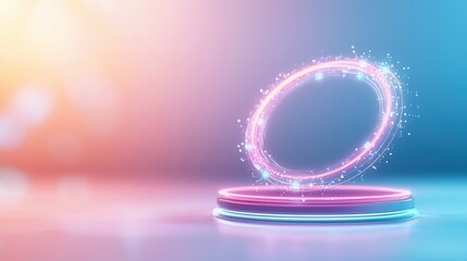 Poster - Glowing tech elements in abstract shapes futuristic digital environment visual art showcase stunning color blend modern aesthetics
