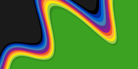 Poster - Abstract horizontal background with colorful wavy lines. Modern brochure backdrop. Vector illustration.