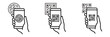 © TRI - QR code scanning in smartphone with hand holding mobile phone. Barcode scanner for pay, mobile app, web. Icon sheet. Vector illustration. Editable stroke EPS 10