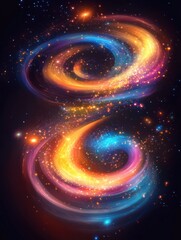 Poster - Colorful galaxy displaying swirling nebulae and glowing planets in a vibrant cosmic landscape. Generative AI