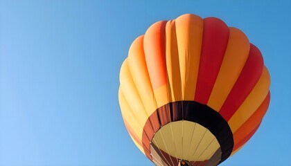a colorful hot air balloon flying in a blue sky