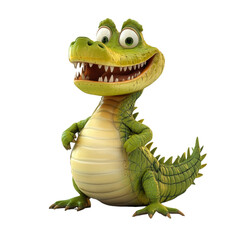 Aufkleber - A cheerful cartoon crocodile is shown in a 3D rendering against a white background.  Its happy expression adds to the playful image.