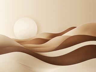 Fototapete - Mocha mousse colored abstract waves flowing under a bright sun