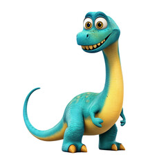 Aufkleber - A digitally rendered image of a friendly cartoon dinosaur standing against a white background.