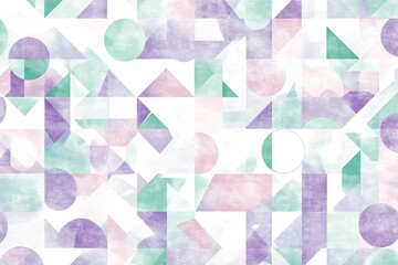 Wall Mural - Pastel Geometric Abstract Seamless Pattern Background Design Texture Purple Green Pink White art soft style print image 