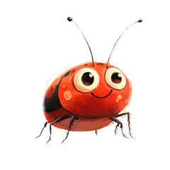 Aufkleber - A digitally painted cartoon ladybug with large eyes and a cheerful expression is depicted against a light background.