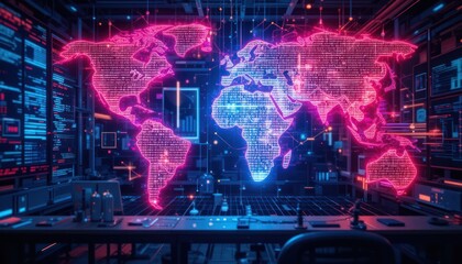 Global network data analysis in futuristic server room