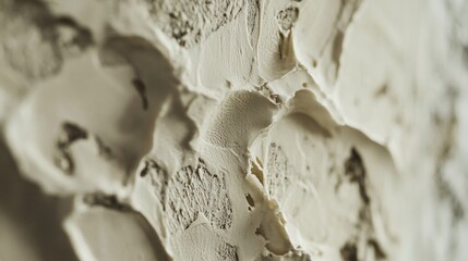 Wall Mural - Close-up of textured, off-white, creamy plaster or clay wall.