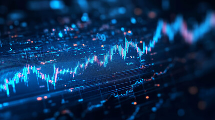 Poster - Abstract representation of stock market trends with blue tones