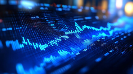 Poster - Abstract representation of stock market trends with blue tones