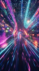 Fototapete - Abstract cosmic tunnel with vibrant lights creating a futuristic and dynamic impression