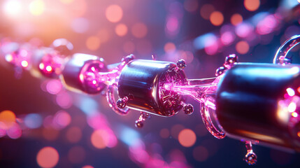 Aufkleber - Futuristic rendering of nanotechnology in biotechnology, showcasing vibrant colors and intricate designs. This captures essence of advanced scientific concepts and innovation