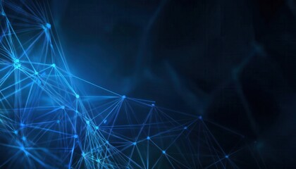 Leinwandbilder - interconnected glowing blue network nodes and lines on dark abstract background, ideal for technology, ai, or blockchain designs