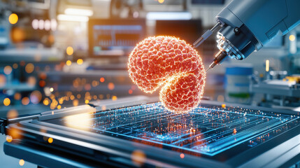 Aufkleber - high resolution 3D representation of human organ being analyzed in laboratory setting, showcasing advanced technology and intricate details