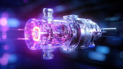 Fototapete - high resolution 3D visualization of advanced robotic engine, showcasing intricate details and vibrant colors. futuristic design evokes sense of innovation and technology