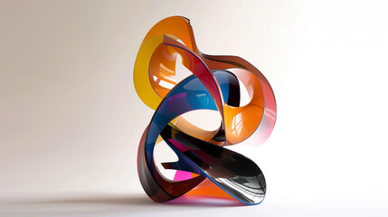 Aufkleber - Abstract sculpture with bold, striking colors on a clean white background.