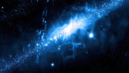 ethereal cosmic nebula with radiant stars in deep blue hues, showcasing a glowing celestial formatio