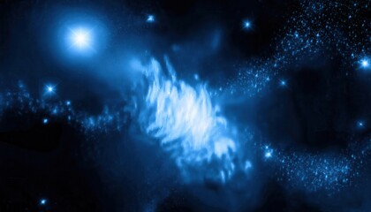 Wall Mural - ethereal cosmic nebula with radiant stars in deep blue hues, showcasing a glowing celestial formation for sci-fi or space designs