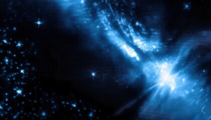 Wall Mural - ethereal cosmic nebula with radiant stars in deep blue hues, showcasing a glowing celestial formation for sci-fi or space designs