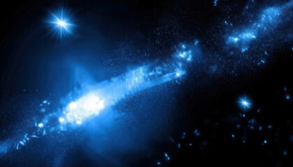 Wall Mural - ethereal cosmic nebula with radiant stars in deep blue hues, showcasing a glowing celestial formation for sci-fi or space designs