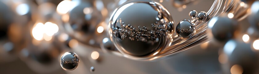 Poster - Abstract spheres reflecting light and depth.